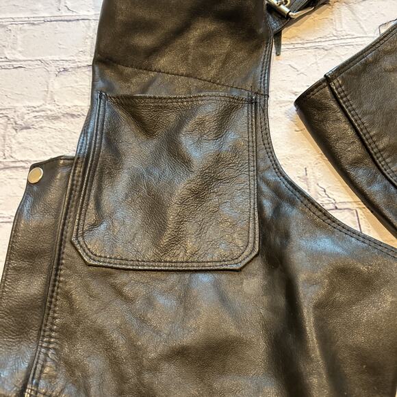 LeatherChaps, Bikers Apparel Black Leather Belted, Heavy 38-42” - Picture 6 of 10